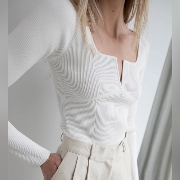 Oak + Fort SQUARE NECK SWEATER size Small - Picture 2 of 9